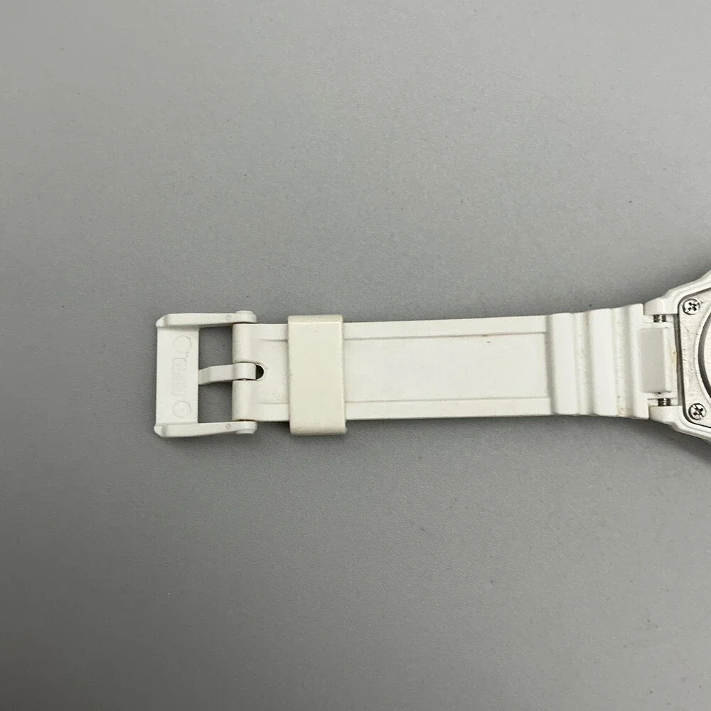 Casio White Quartz Watch with Multicolor Numerals
